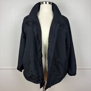 Lands End Squall Jacket Womens Black Size 3X (24W-26W) Rain/Windproof Parka Hood